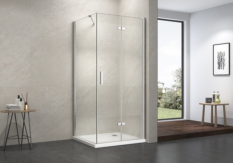 EX-215 Bản lề góc bằng kính trong suốt 6 mm Vách tắm cổ điển có thanh đỡ bằng thép không gỉ