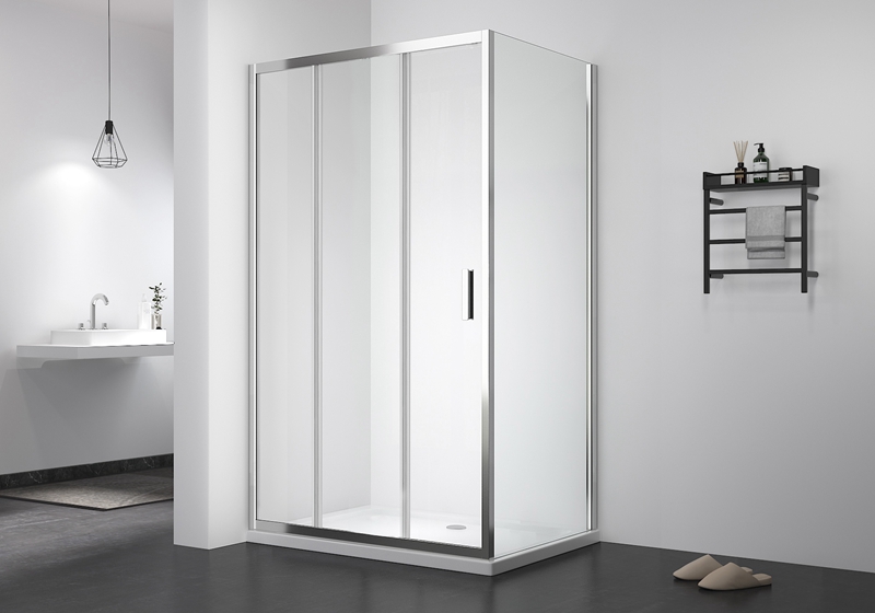 PV 906+PV 01 Cửa trượt 3 cánh 5/6mm + Vách tắm cố định bằng kính trượt cổ điển